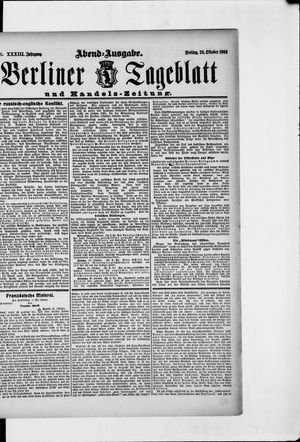 Berliner Tageblatt und Handels-Zeitung vom 28.10.1904
