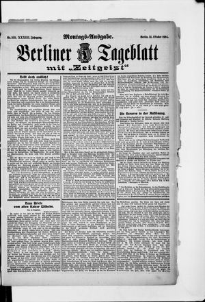 Berliner Tageblatt und Handels-Zeitung vom 31.10.1904
