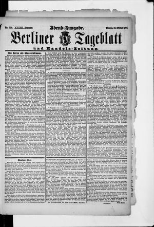 Berliner Tageblatt und Handels-Zeitung vom 31.10.1904