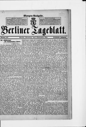 Berliner Tageblatt und Handels-Zeitung on Nov 1, 1904