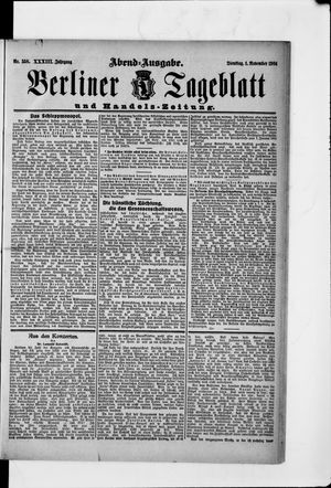 Berliner Tageblatt und Handels-Zeitung vom 01.11.1904