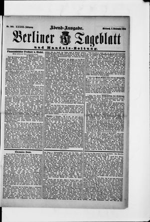Berliner Tageblatt und Handels-Zeitung vom 02.11.1904