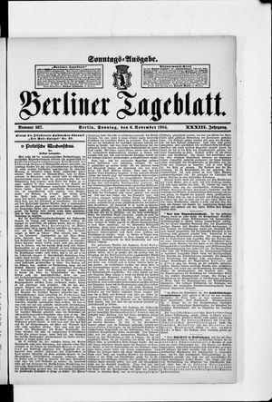 Berliner Tageblatt und Handels-Zeitung vom 06.11.1904