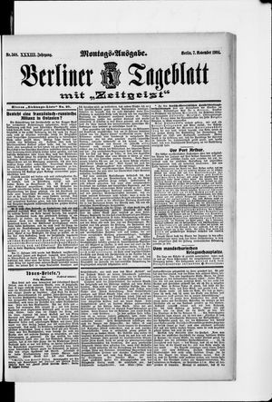 Berliner Tageblatt und Handels-Zeitung vom 07.11.1904
