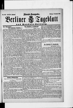 Berliner Tageblatt und Handels-Zeitung vom 07.11.1904