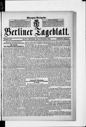 Berliner Tageblatt und Handels-Zeitung vom 09.11.1904