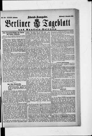Berliner Tageblatt und Handels-Zeitung vom 09.11.1904