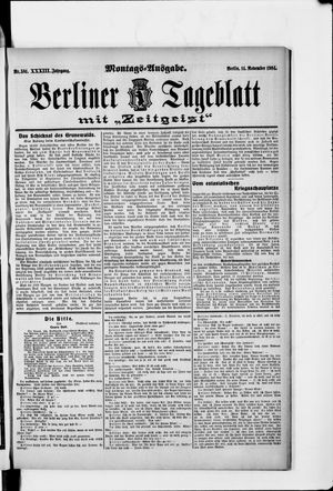 Berliner Tageblatt und Handels-Zeitung vom 14.11.1904