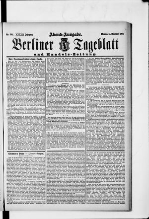 Berliner Tageblatt und Handels-Zeitung vom 14.11.1904