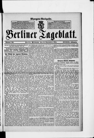 Berliner Tageblatt und Handels-Zeitung vom 16.11.1904