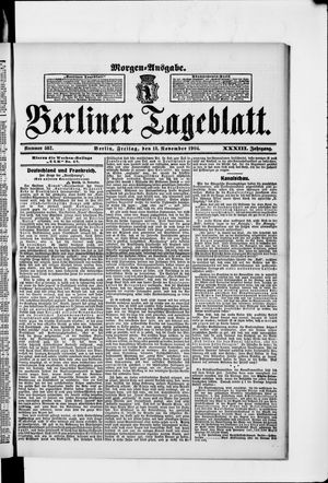 Berliner Tageblatt und Handels-Zeitung vom 18.11.1904