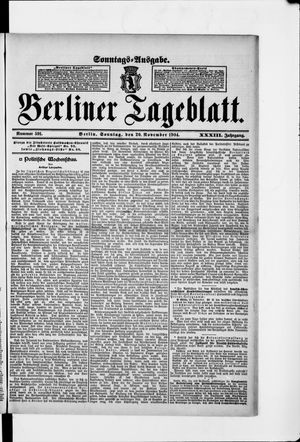 Berliner Tageblatt und Handels-Zeitung vom 20.11.1904