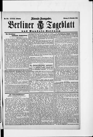 Berliner Tageblatt und Handels-Zeitung vom 21.11.1904
