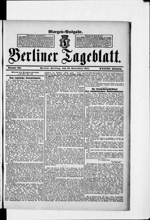 Berliner Tageblatt und Handels-Zeitung vom 25.11.1904