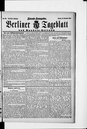 Berliner Tageblatt und Handels-Zeitung vom 25.11.1904