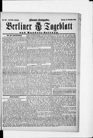 Berliner Tageblatt und Handels-Zeitung vom 28.11.1904