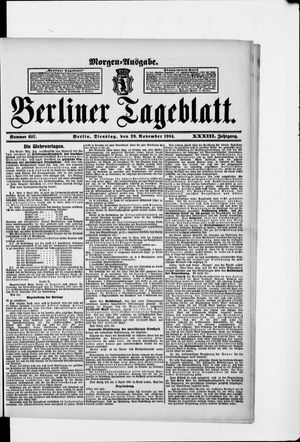 Berliner Tageblatt und Handels-Zeitung vom 29.11.1904