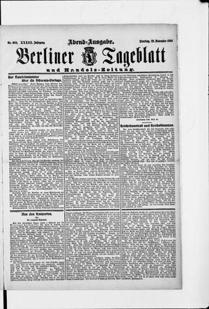 Berliner Tageblatt und Handels-Zeitung vom 29.11.1904