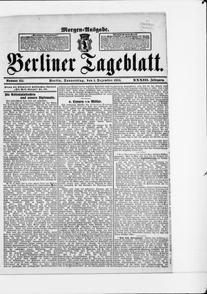 Berliner Tageblatt und Handels-Zeitung on Dec 1, 1904