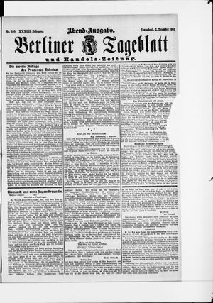 Berliner Tageblatt und Handels-Zeitung vom 03.12.1904