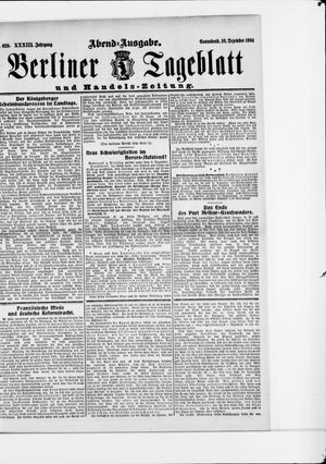 Berliner Tageblatt und Handels-Zeitung vom 10.12.1904