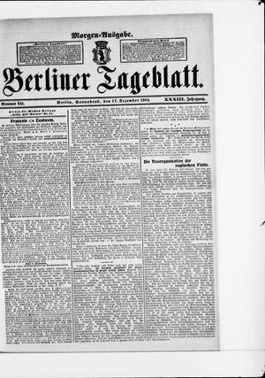 Berliner Tageblatt und Handels-Zeitung on Dec 17, 1904