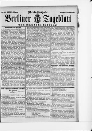 Berliner Tageblatt und Handels-Zeitung on Dec 21, 1904