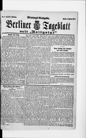 Berliner Tageblatt und Handels-Zeitung vom 02.01.1905
