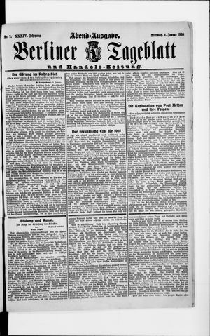 Berliner Tageblatt und Handels-Zeitung vom 04.01.1905