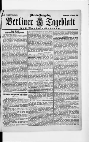 Berliner Tageblatt und Handels-Zeitung vom 05.01.1905