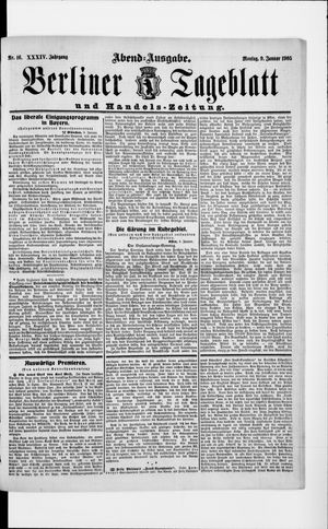 Berliner Tageblatt und Handels-Zeitung on Jan 9, 1905