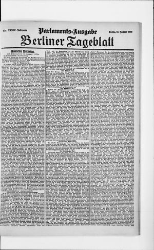 Berliner Tageblatt und Handels-Zeitung vom 13.01.1905