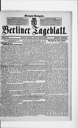 Berliner Tageblatt und Handels-Zeitung vom 13.01.1905