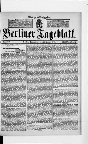 Berliner Tageblatt und Handels-Zeitung vom 14.01.1905