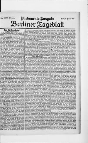 Berliner Tageblatt und Handels-Zeitung vom 15.01.1905