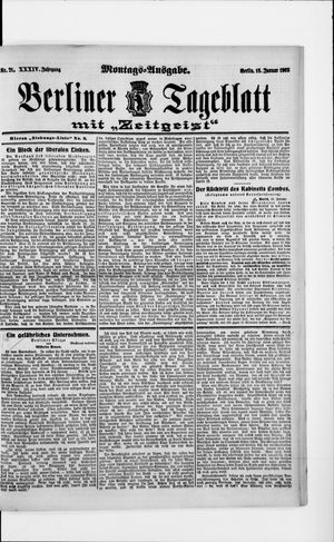 Berliner Tageblatt und Handels-Zeitung vom 16.01.1905