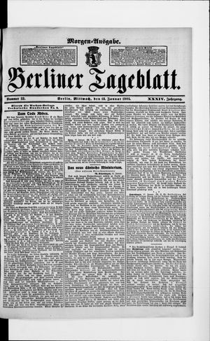 Berliner Tageblatt und Handels-Zeitung vom 18.01.1905
