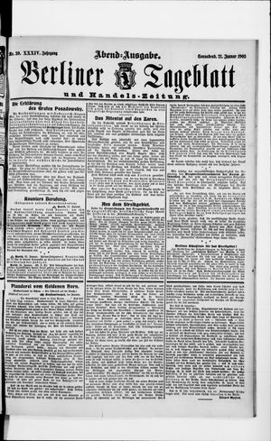 Berliner Tageblatt und Handels-Zeitung vom 21.01.1905
