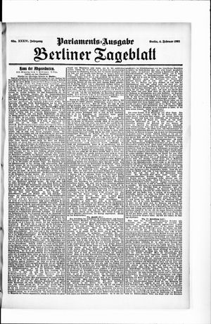 Berliner Tageblatt und Handels-Zeitung vom 04.02.1905
