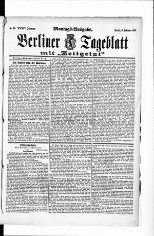 Berliner Tageblatt und Handels-Zeitung vom 06.02.1905