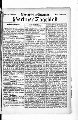 Berliner Tageblatt und Handels-Zeitung vom 07.02.1905