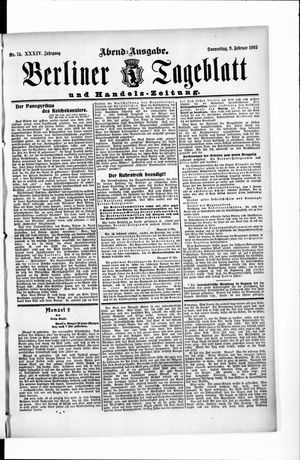 Berliner Tageblatt und Handels-Zeitung vom 09.02.1905