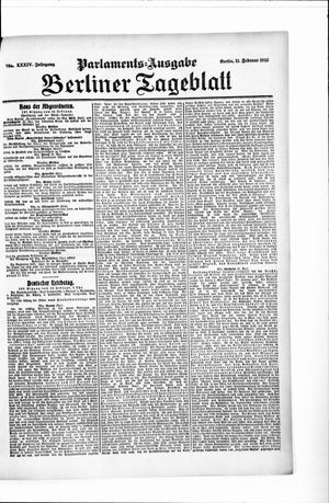 Berliner Tageblatt und Handels-Zeitung vom 11.02.1905