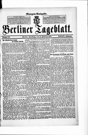 Berliner Tageblatt und Handels-Zeitung vom 14.02.1905
