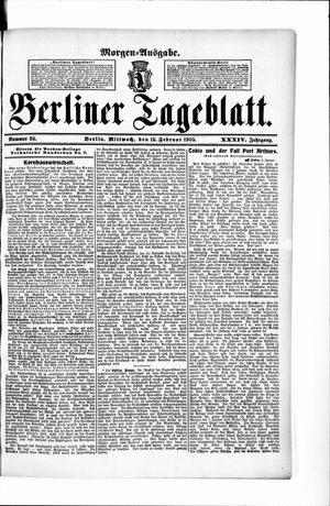 Berliner Tageblatt und Handels-Zeitung vom 15.02.1905