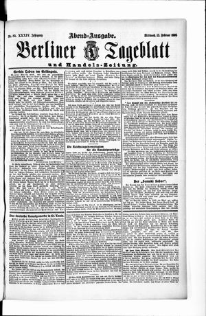 Berliner Tageblatt und Handels-Zeitung vom 15.02.1905