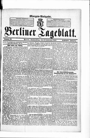 Berliner Tageblatt und Handels-Zeitung vom 16.02.1905