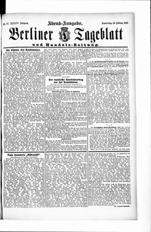 Berliner Tageblatt und Handels-Zeitung on Feb 16, 1905