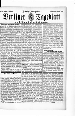 Berliner Tageblatt und Handels-Zeitung vom 18.02.1905