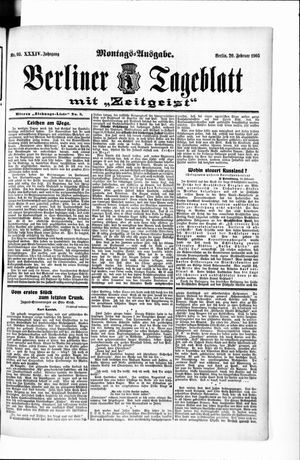 Berliner Tageblatt und Handels-Zeitung vom 20.02.1905